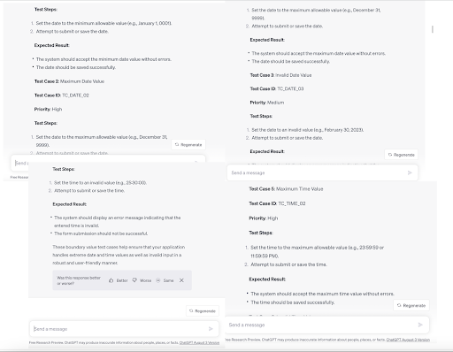 Screenshot of Experiment 5 discussing optimization of test scenarios using ChatGPT