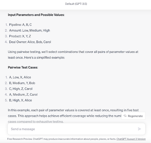 Pairwise testing diagram for request creation form